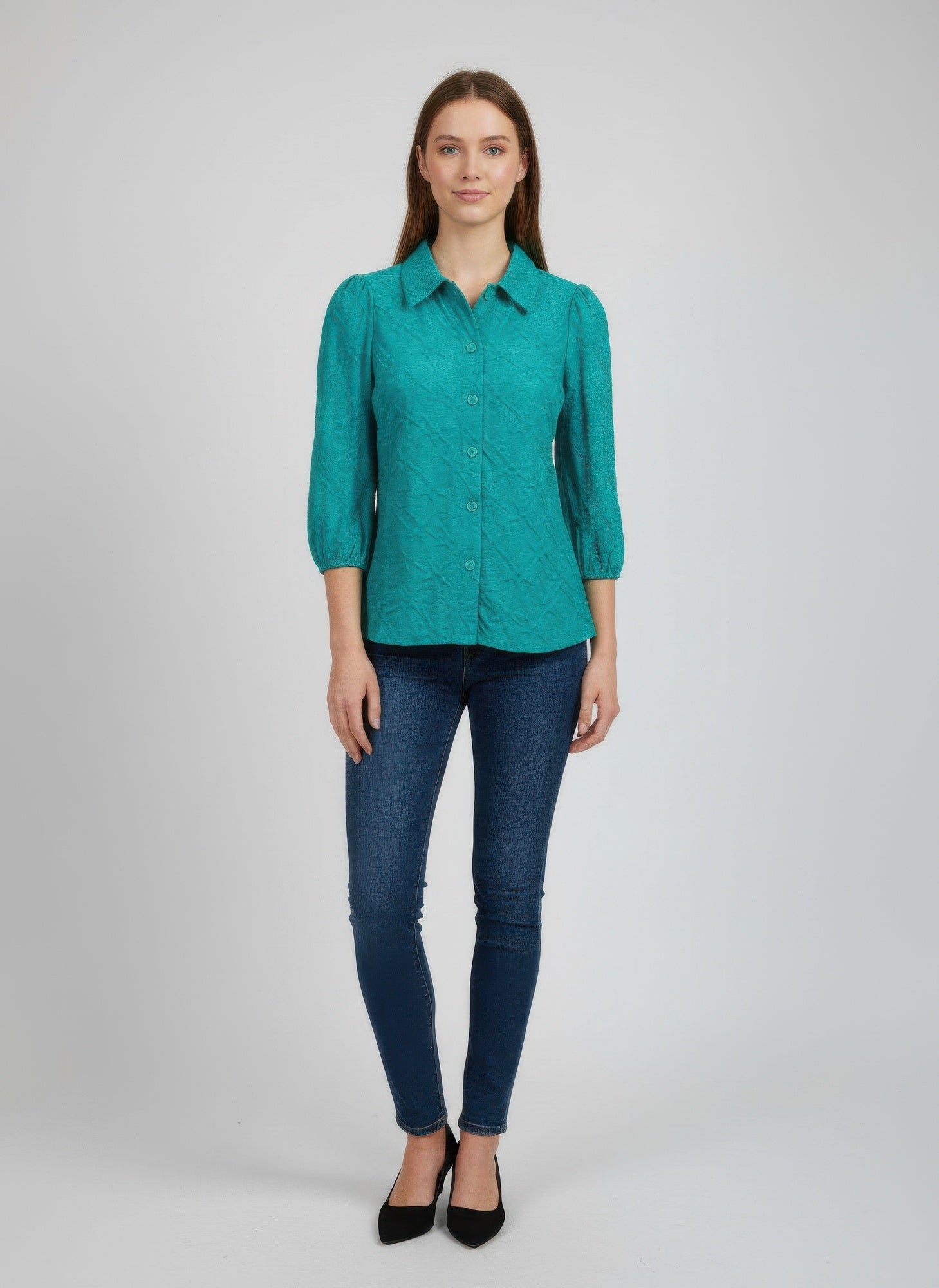 Rylee Moon Solid 3/4 Sleeve Blouse
