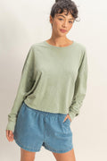 Cross Detail Open Back Long-sleeve Top