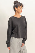 Cross Detail Open Back Long-sleeve Top