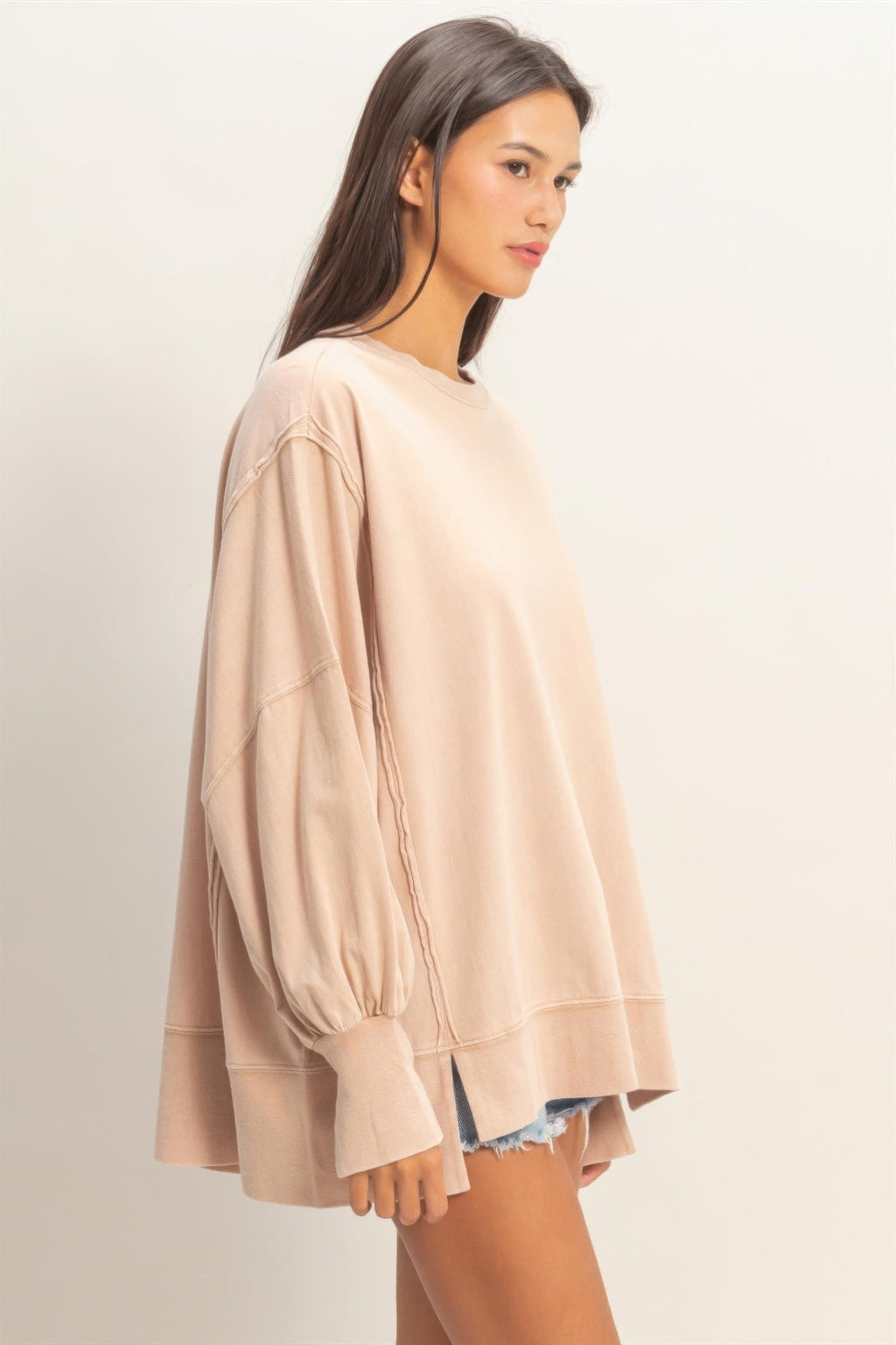 Oversized Seam Detail Long Sleeve Top