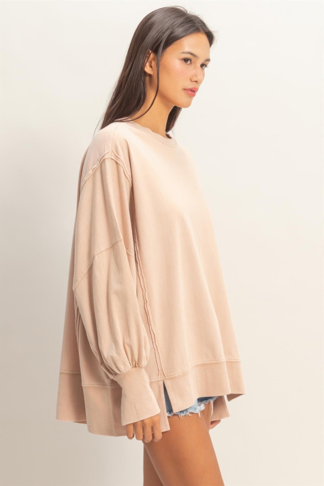 Oversized Seam Detail Long Sleeve Top