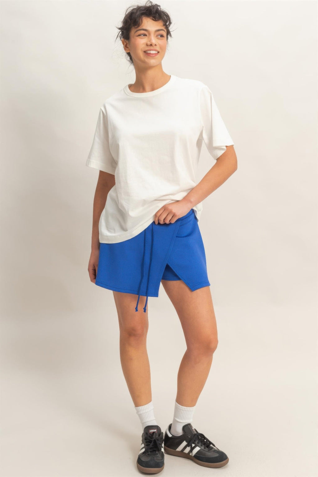 Wrap Front Elastic Waist Skort