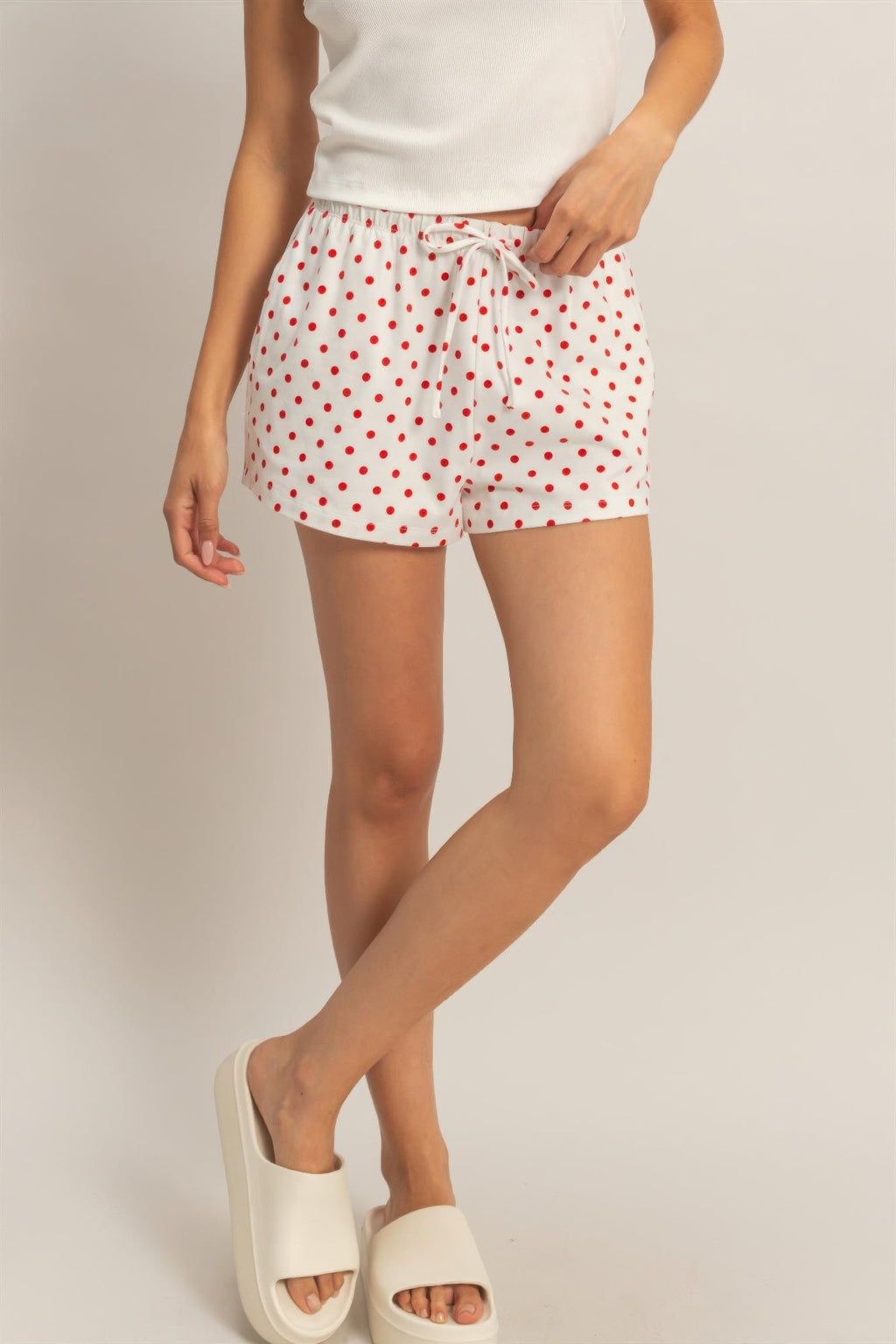 Polka Dot Drawstring Shorts