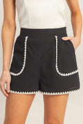 Scallop Trim High-waisted Shorts