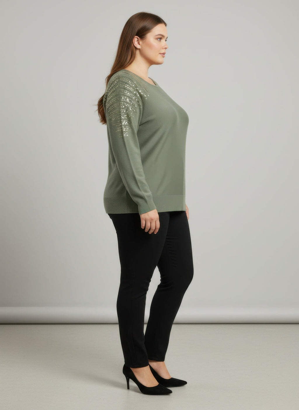 Sequin Shoulder Knit Tunic Top