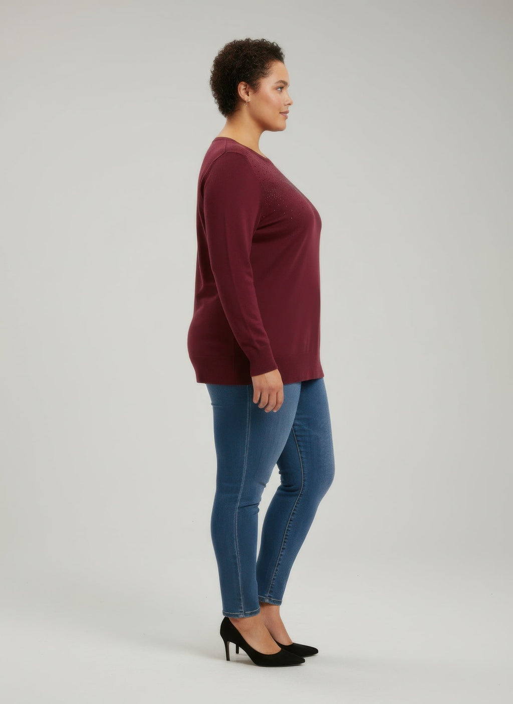 Burgundy Shimmer Detail Knit Tunic Top