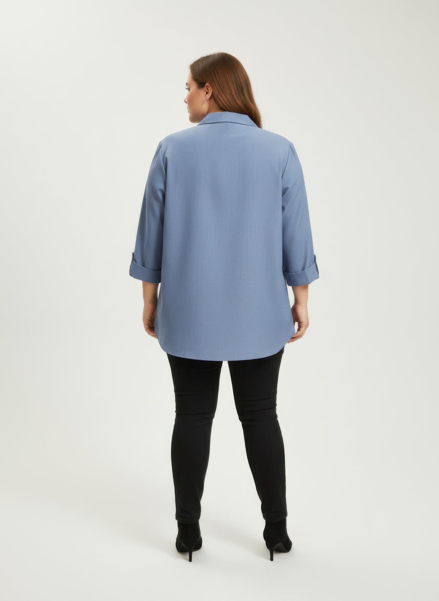 Blush Utility Button Front Roll Sleeve Blouse