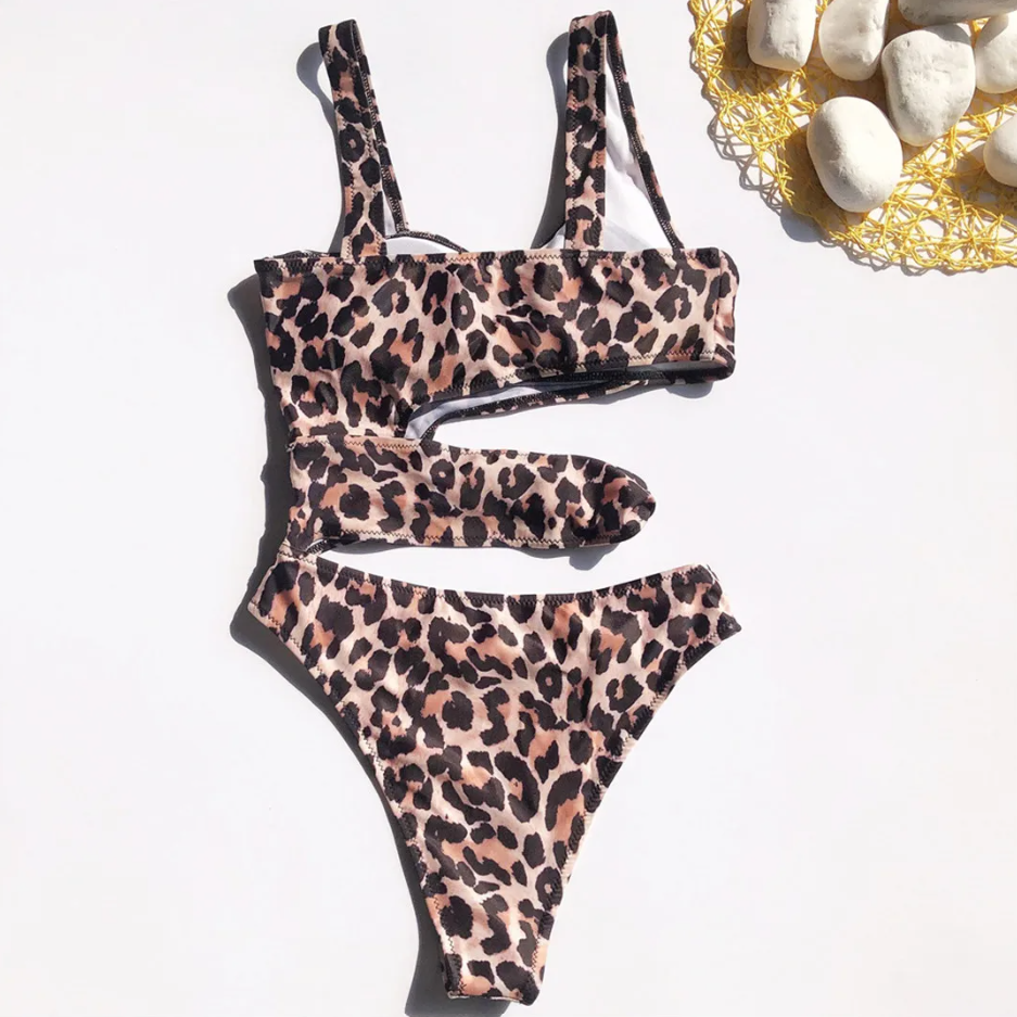 Candy Crush Asymmetrical Leopard Swimsuit