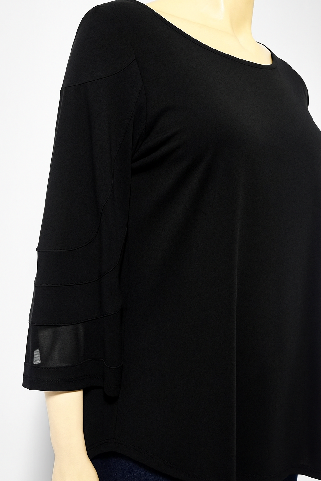 Carré Noir Mesh Bell Sleeve Top 6613