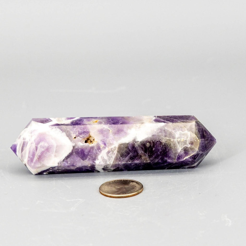 Chevron Amethyst Crystal Double Terminated Point Wand