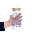 Something Blue Bridal Personalized & Non Personalized Clear Glass Mug With Lid & Straw