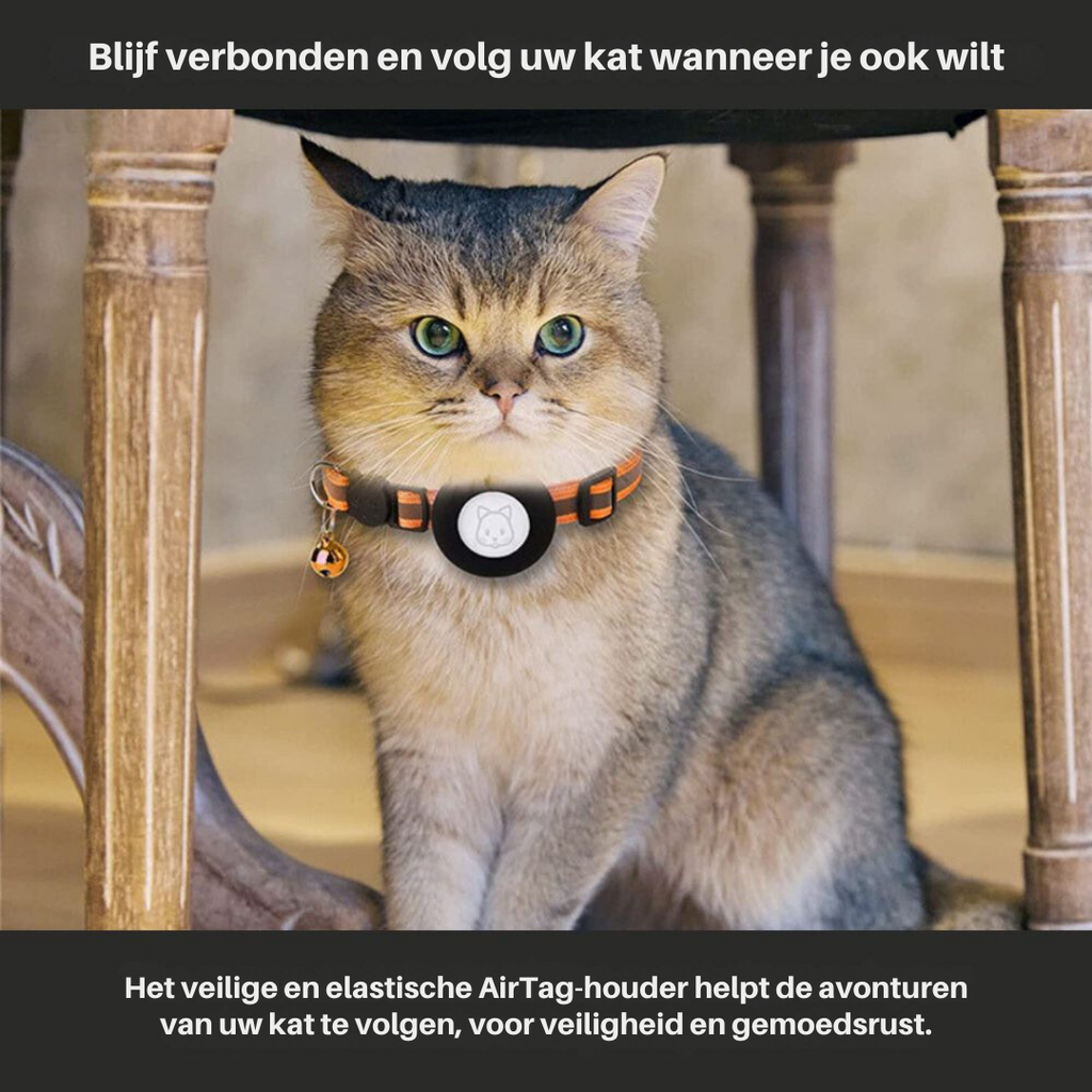 Reflective Cat Collar with GPS Tracker Holder Breakaway Safety Collar