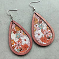 Beautiful Floral Wood Drop Earrings