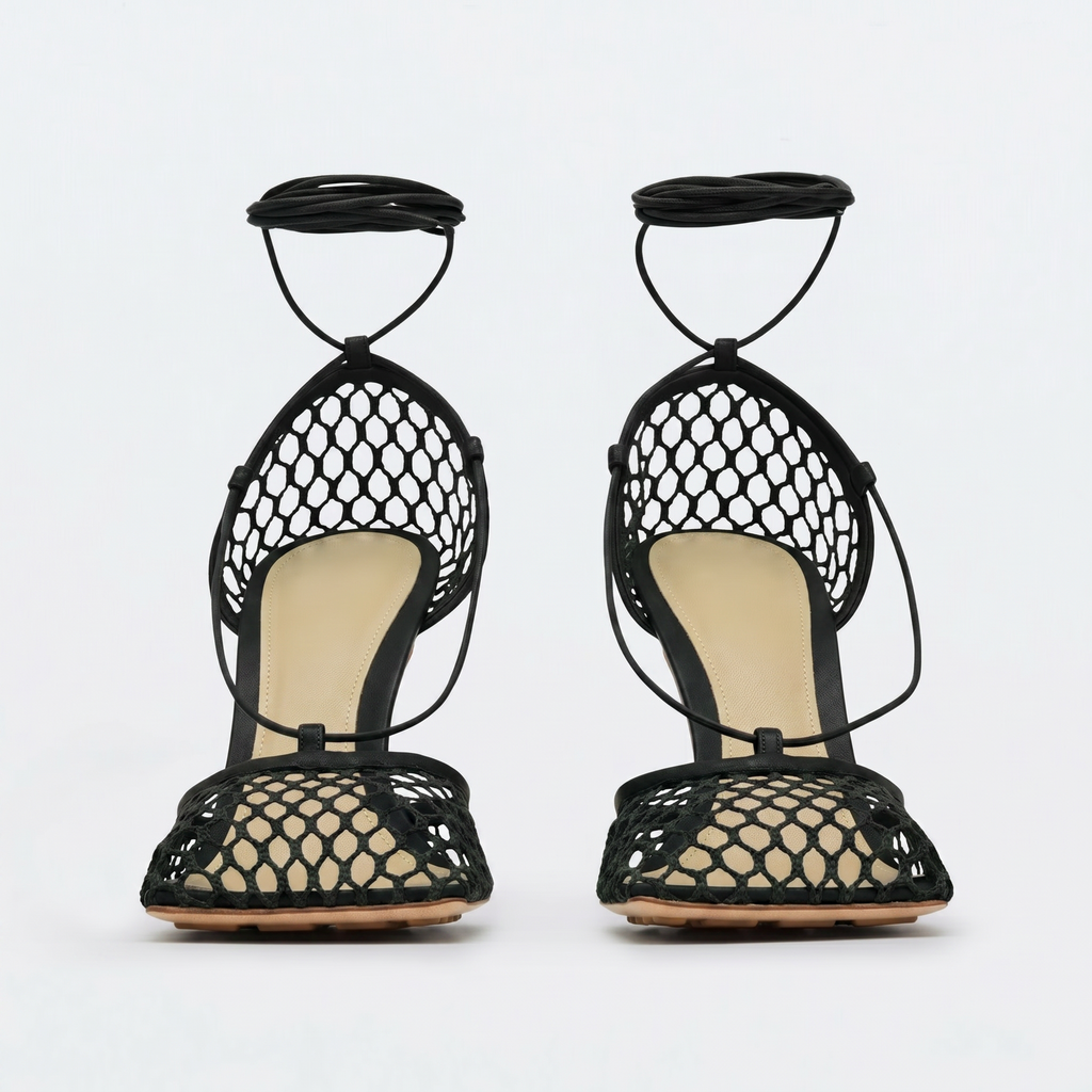 Controversial Square Toe Mesh Black Sandals