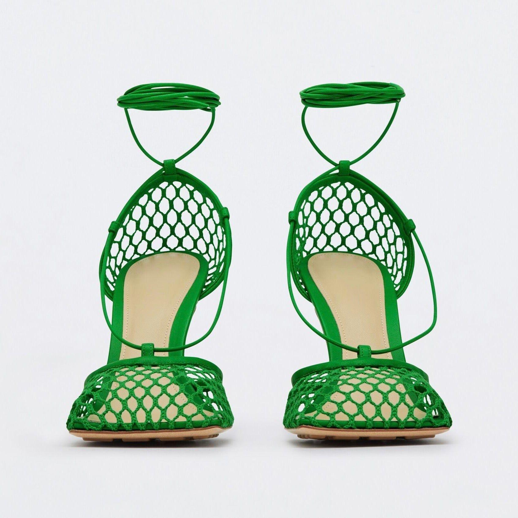 Controversial Square Toe Mesh Green Sandals