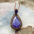 Crackle Quartz Crystal Dyed Wire Wrap Pendant 2.55"