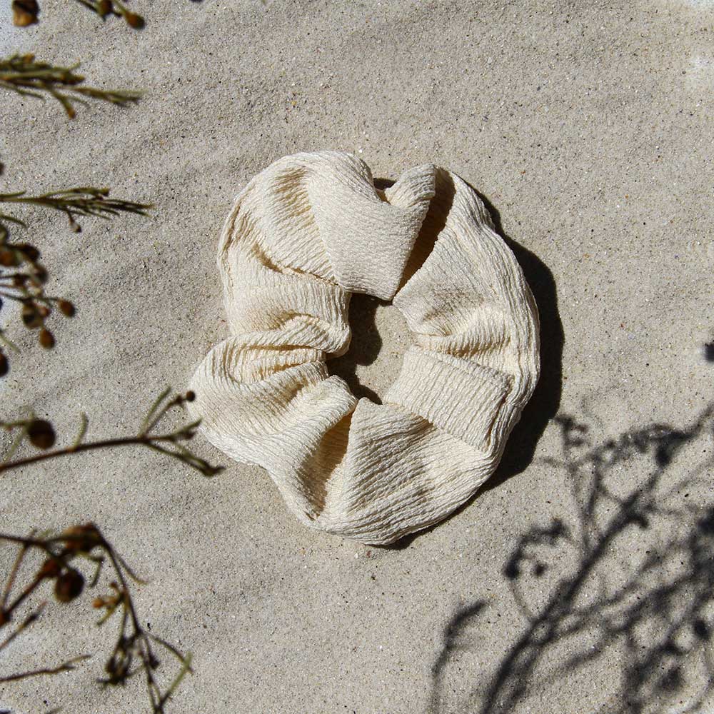 Upcycled Cream Scrunchie