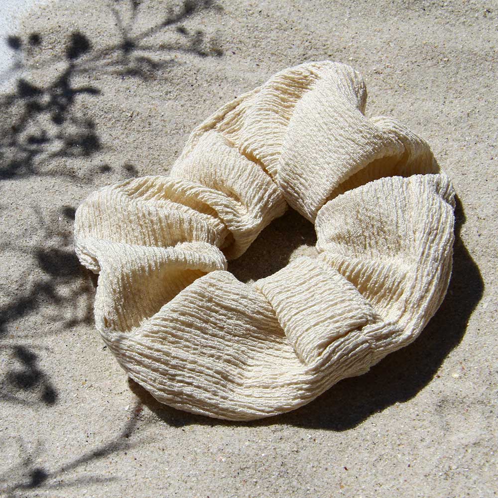Upcycled Cream Scrunchie