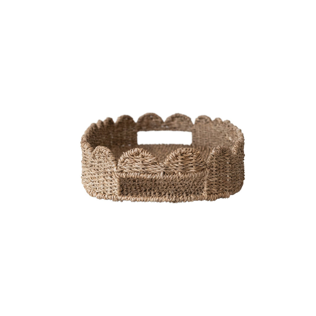 Hand-Woven Bankuan Scalloped Tray with Handles