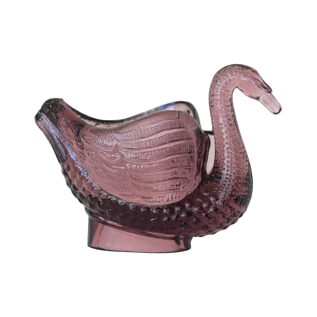 Purple Recycled Glass Swan Toothpick & Spoon Dish