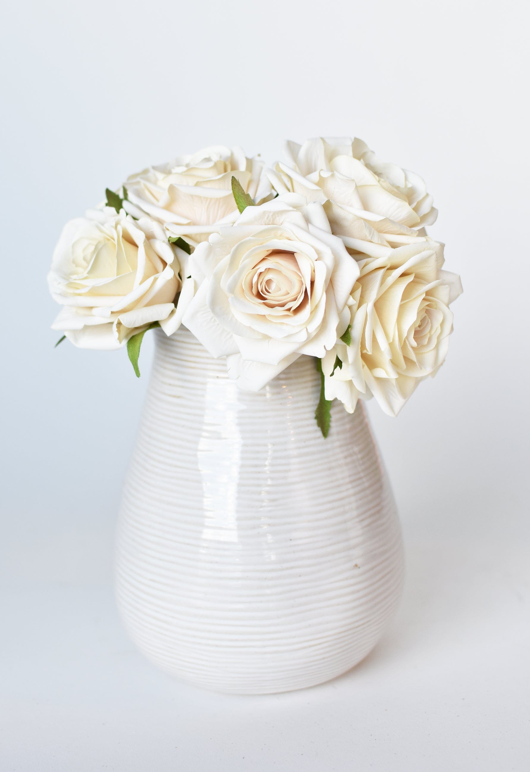 7.5" Faux Cream Rose Bundle (3 Stems)