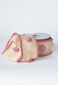 2.5" X 5yd Red + White Button Ribbon