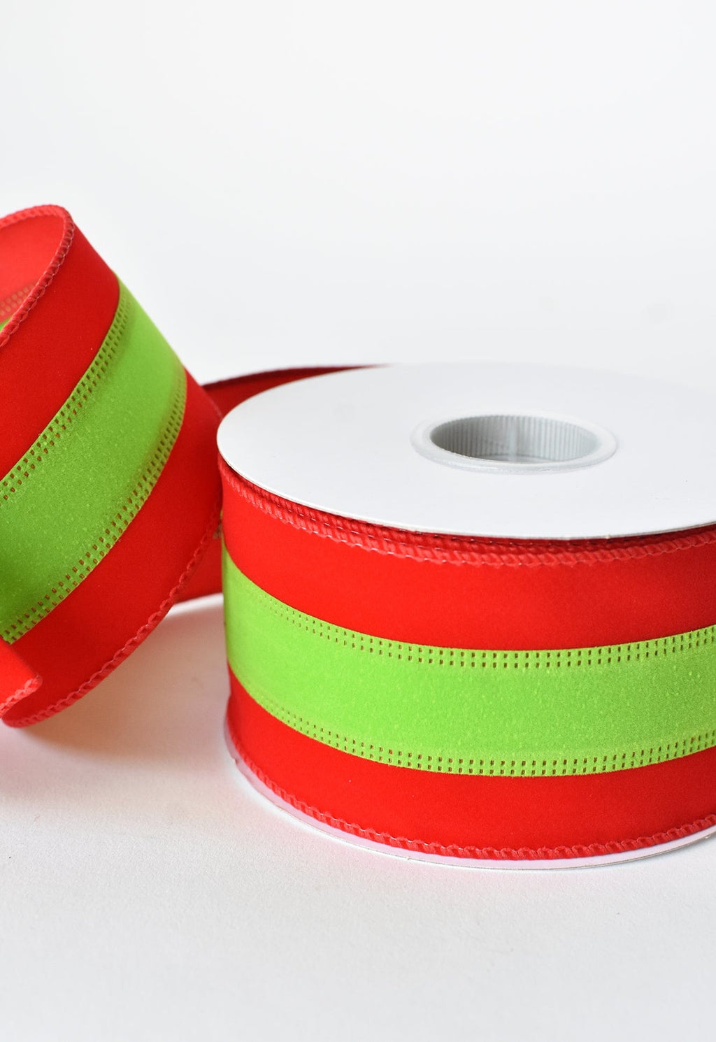 2.5" x 10yd Red + Lime Velvet Ribbon