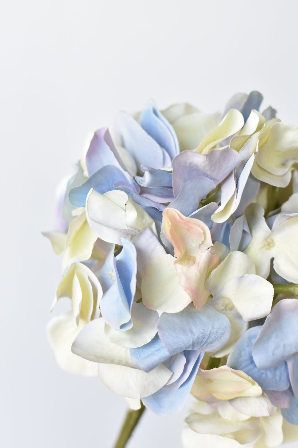 21" Faux Cream Lavender Light Blue Hydrangea Stem