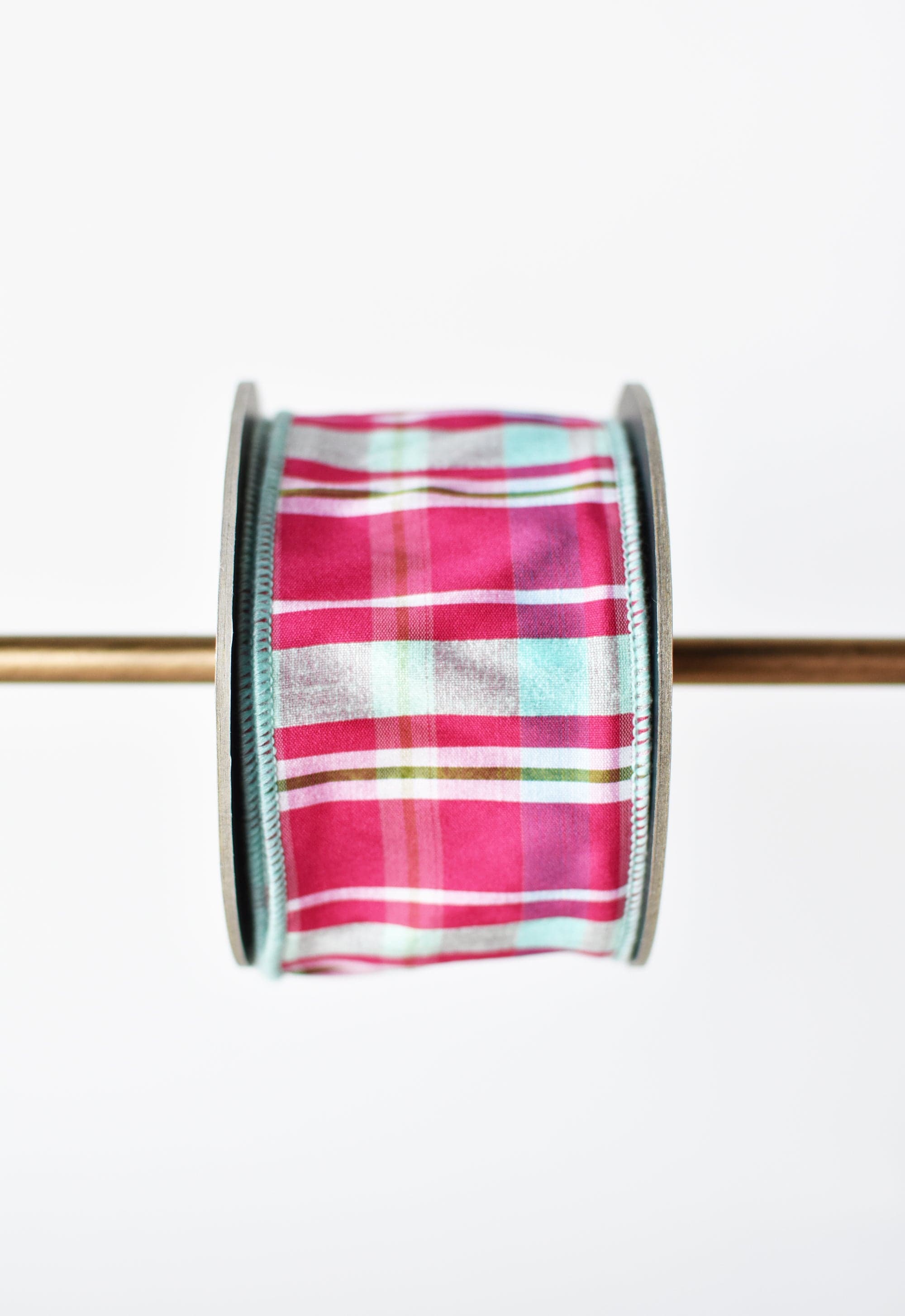 2.5" x 10yd Fuchsia and Blue Plaid Ribbon