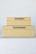 Natural Grasscloth Box w/Silver Detail