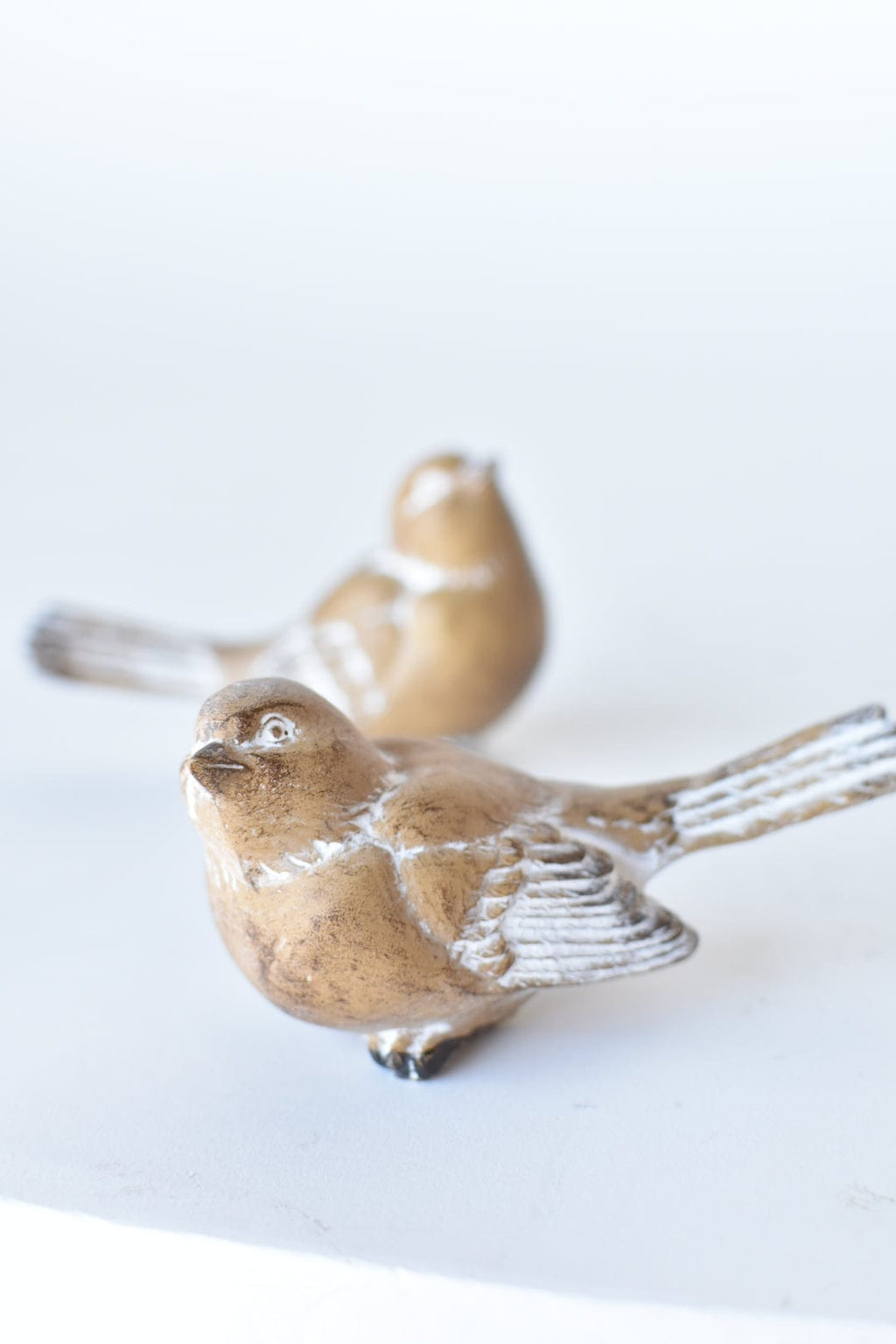 Distressed Wood Finish Birds (Set of 2)