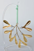 4.5" Gold Finish Mistletoe Orn w/Pearls
