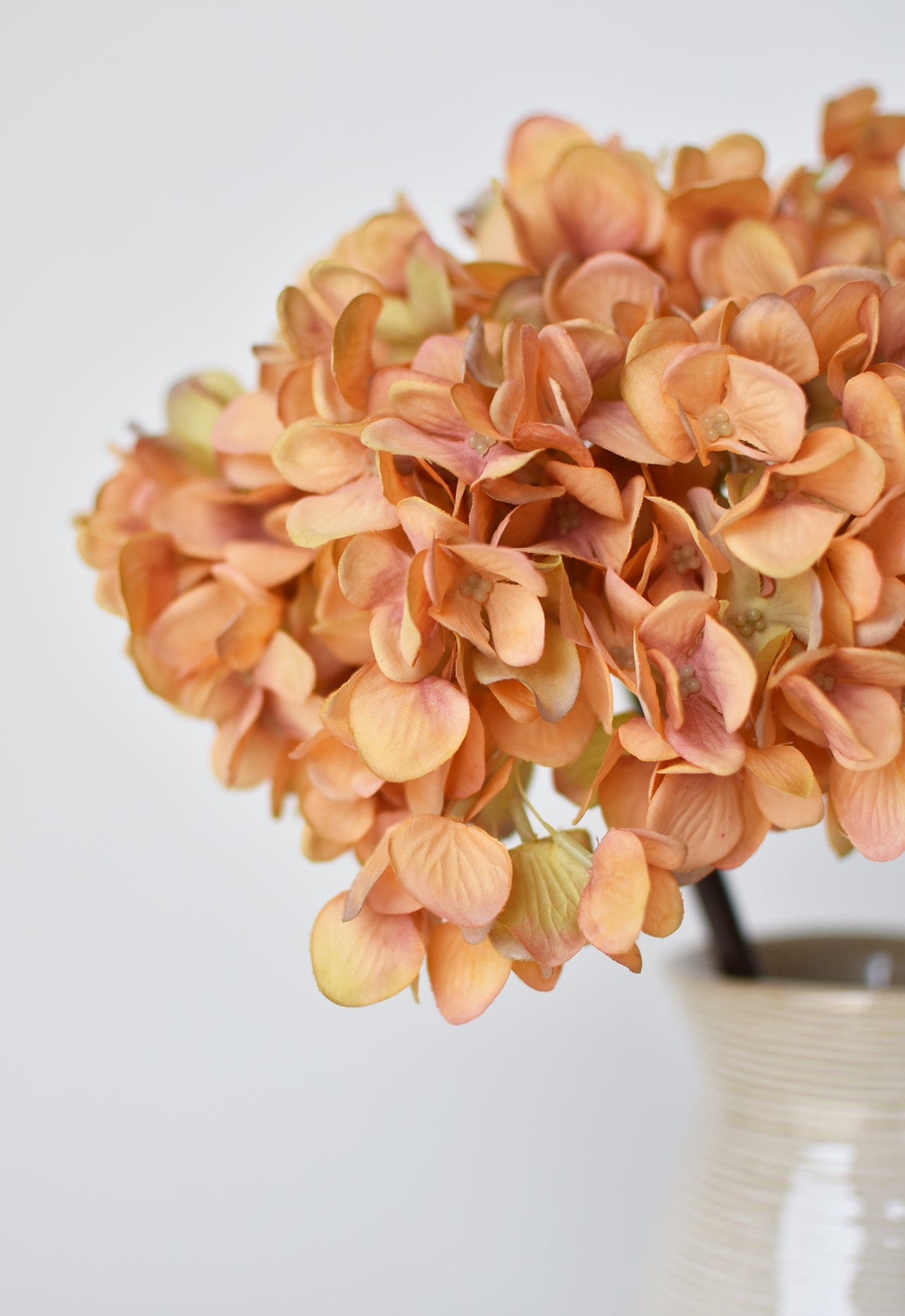 27" Faux Hydrangea Terracotta Orange Stem