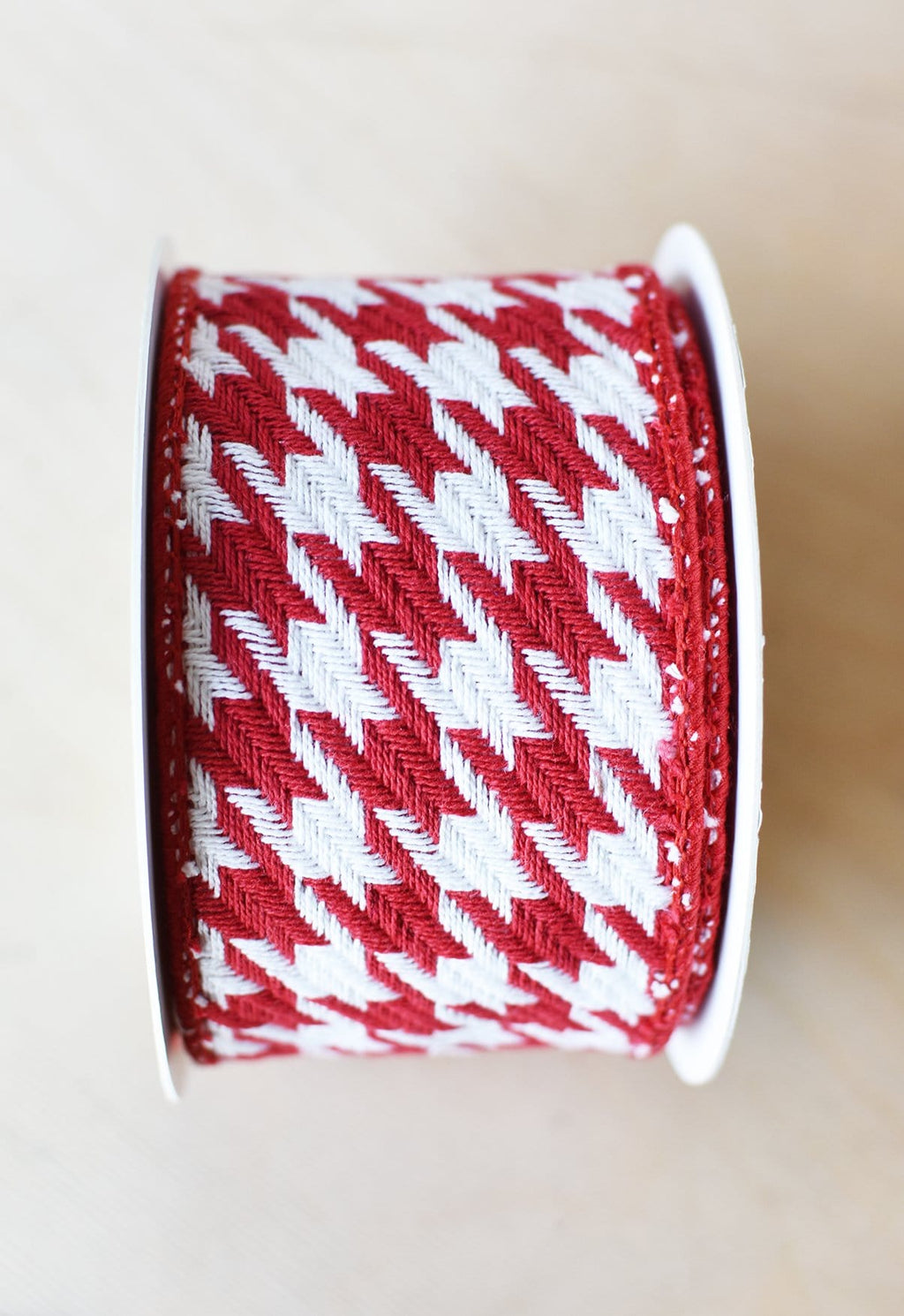 2.5" x 10yd Red+White Houndstooth Ribbon