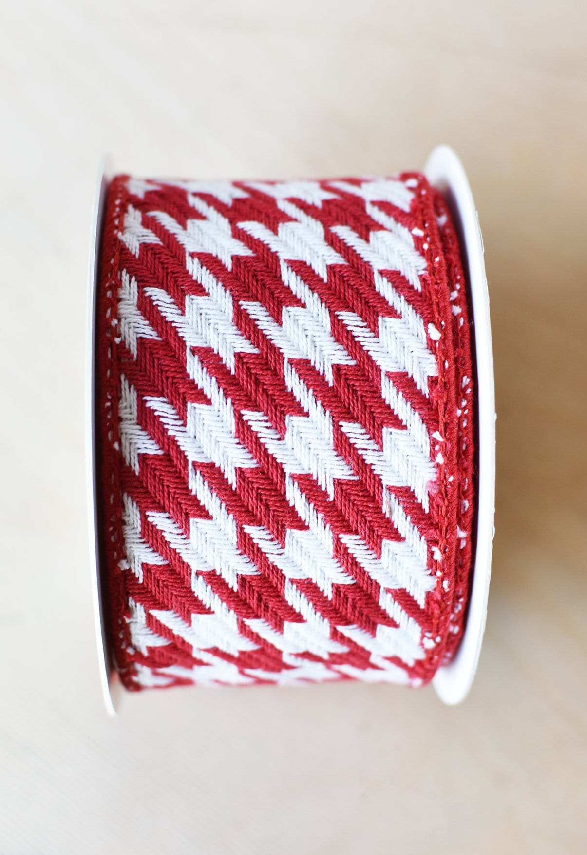 2.5" x 10yd Red+White Houndstooth Ribbon