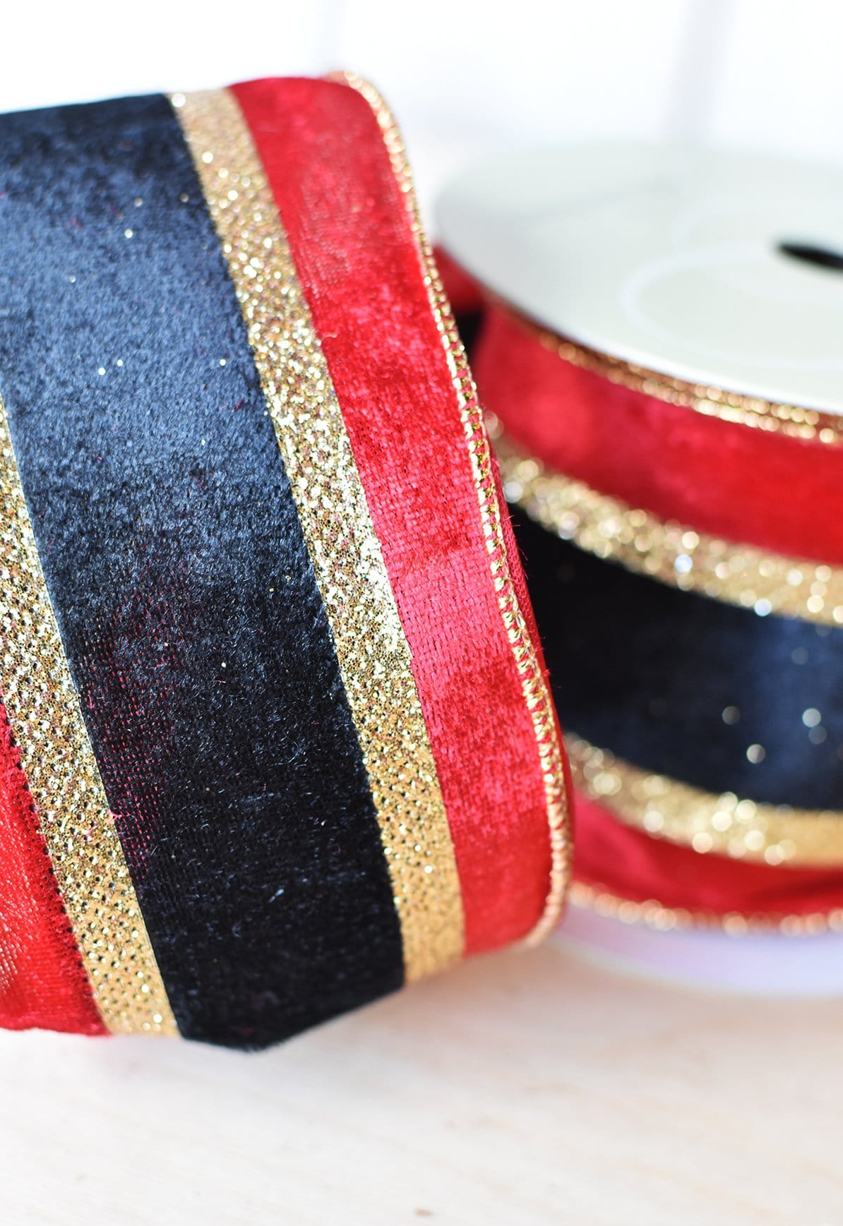 4" x 10yd Red+Black Striped Ribbon