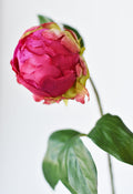 18" Faux Peony Bud Stem Fuchsia
