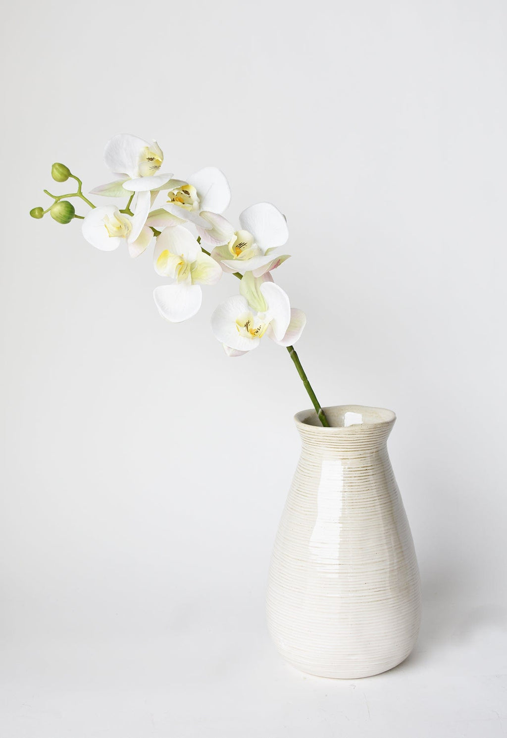 30" Faux White Orchid Stem