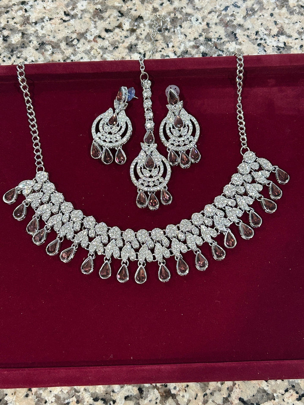 Party wear necklace set | necklace with earrings and maang Teeka