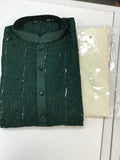 Dark green kurta set