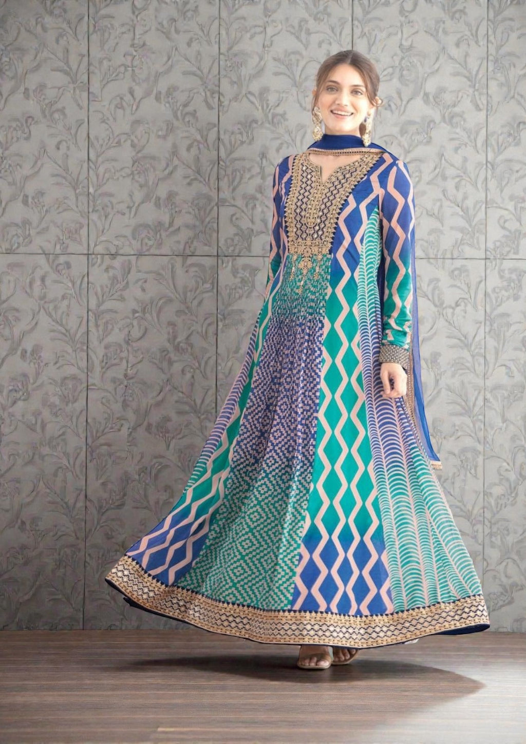 Saawan : Chinon silk long gowns