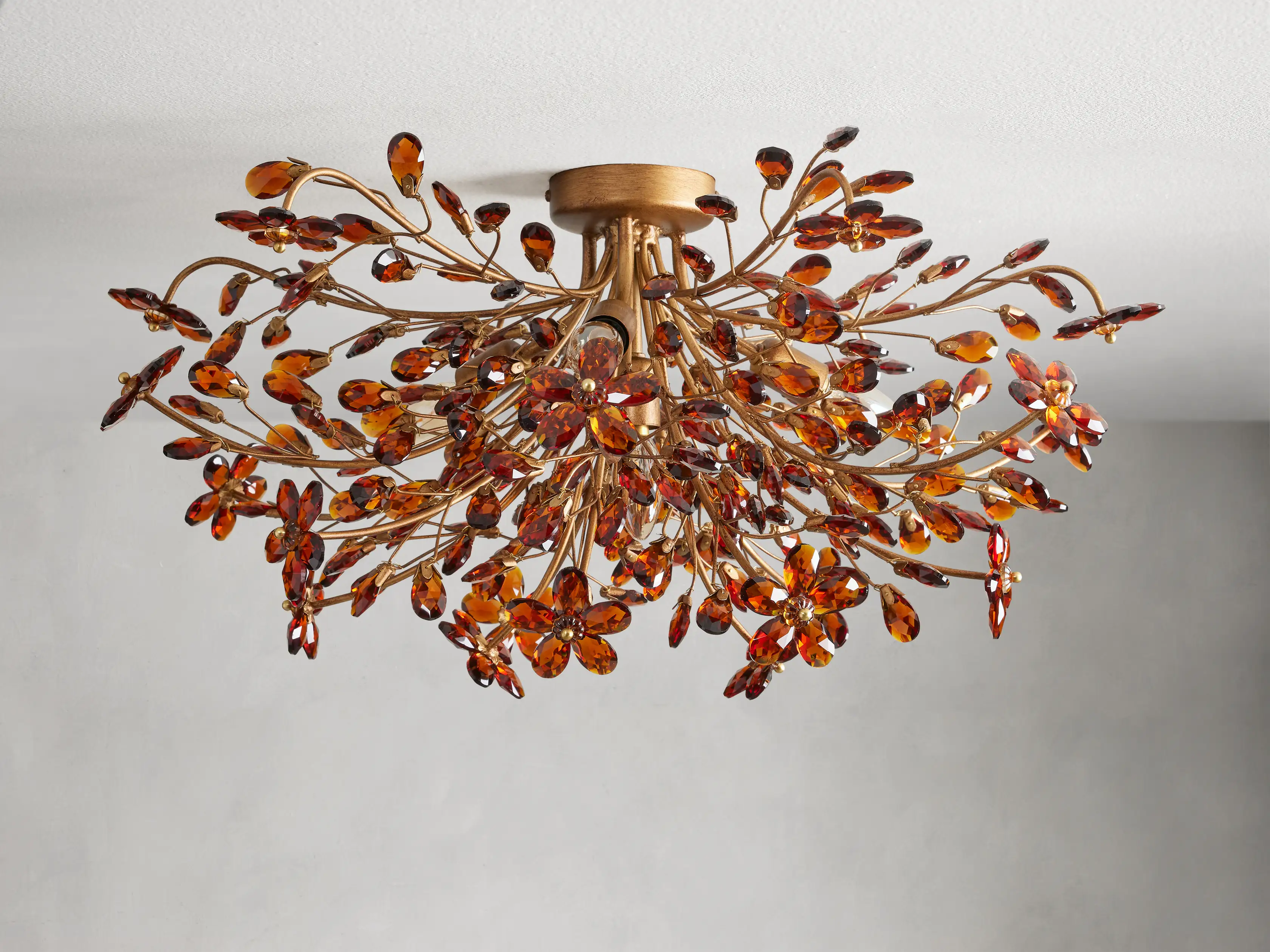 Crystal Floral Chandelier 28" 4-Light E12 Iron Ceiling Fixture