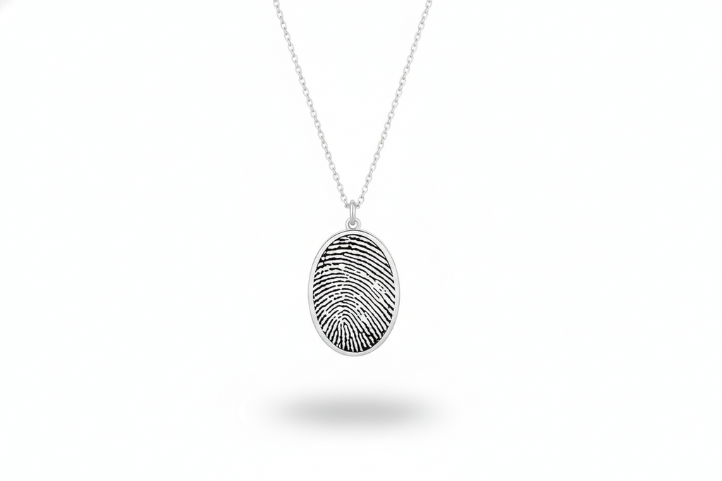 Actual Fingerprint and  Handwriting Necklace - Sterling Silver Memorial Jewelry