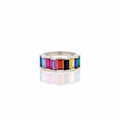 Baguette Gemstone Ring | Adjustable Birthstone Jewelry in Sterling Silver
