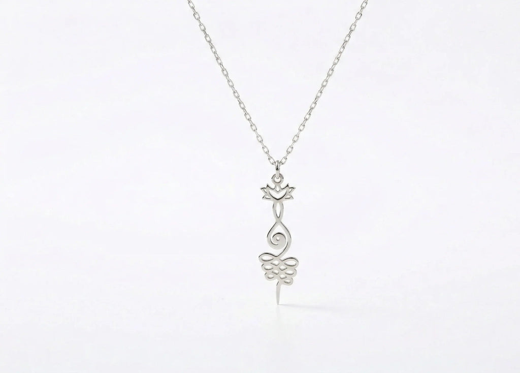 Lotus Unalome Necklace - Sterling Silver Yoga Symbol of Enlightenment