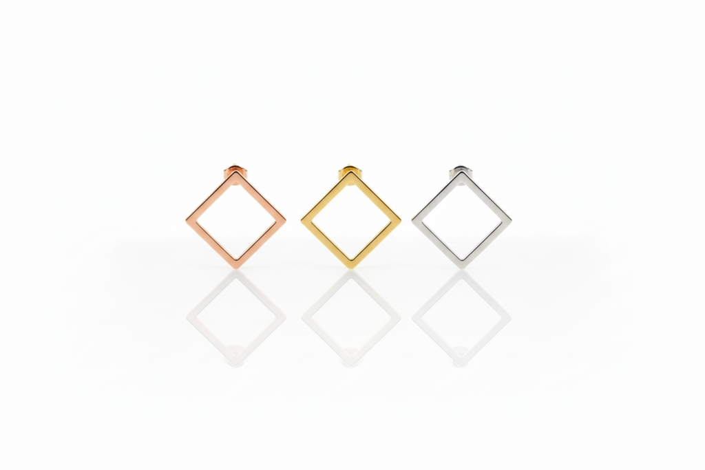 Square Ear Jacket Earrings in 925 Sterling Silver