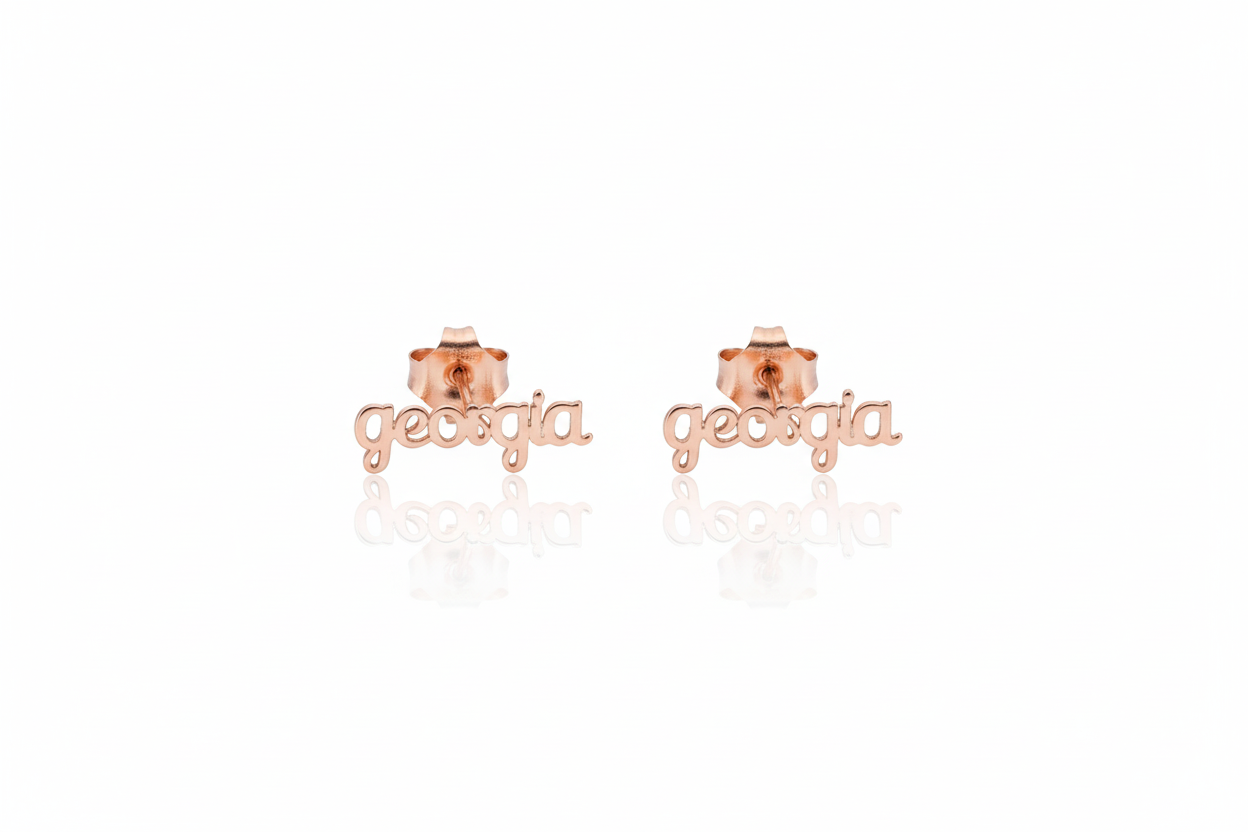 Custom Name Stud Earrings in 925 Sterling Silver