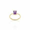 Personalized Baguette Gemstone Ring in Sterling Silver, Gold, and Rose
