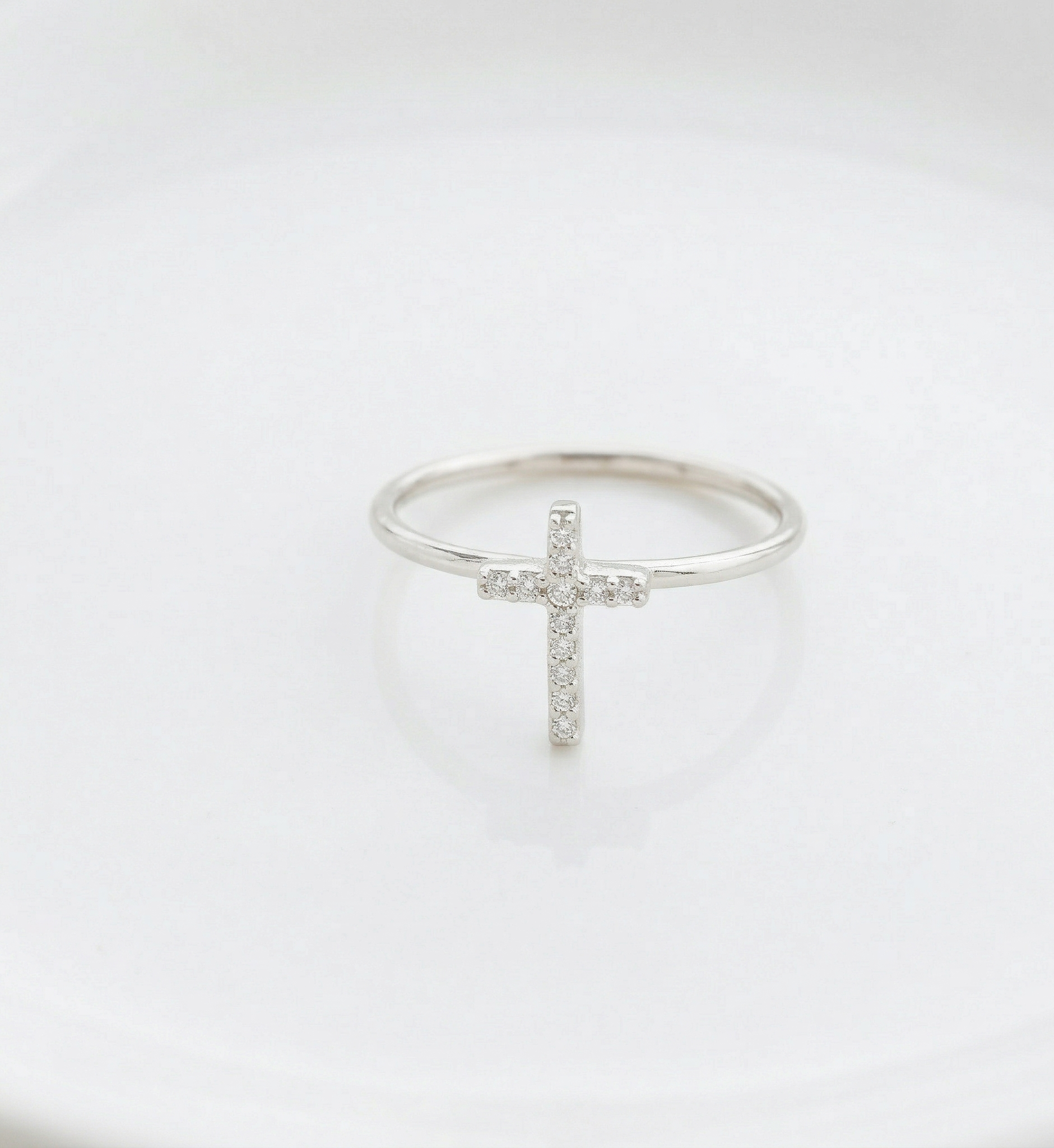 925 Sterling Silver Cross Ring | Dainty Diamond Accent Jewelry by SilverGoldandRose