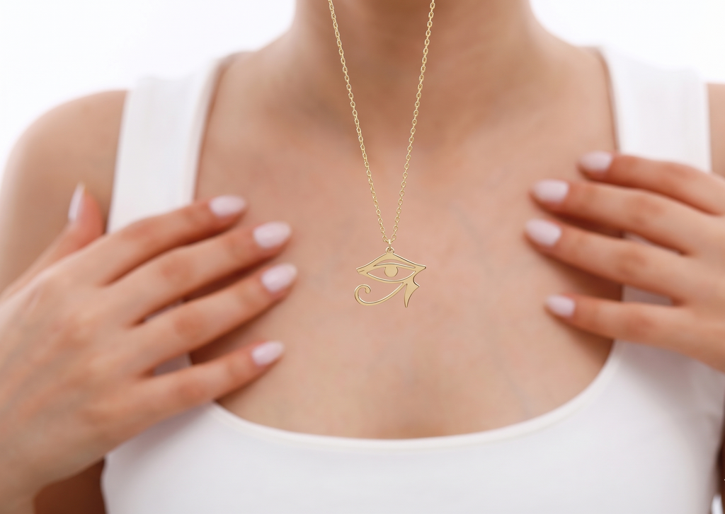 Horus Jewelry Gold Eye of Ra Pendant Necklace